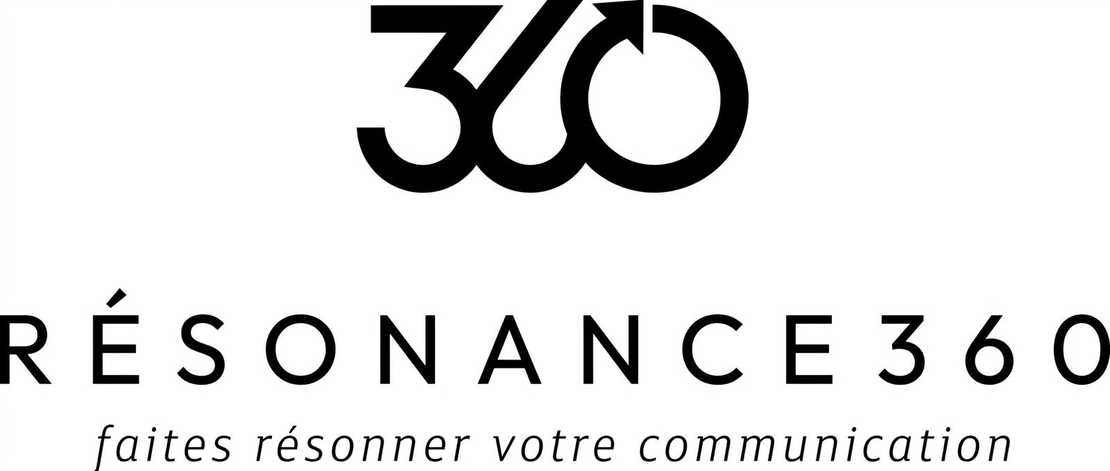 Logo Résonance 360 noir sur fond blanc